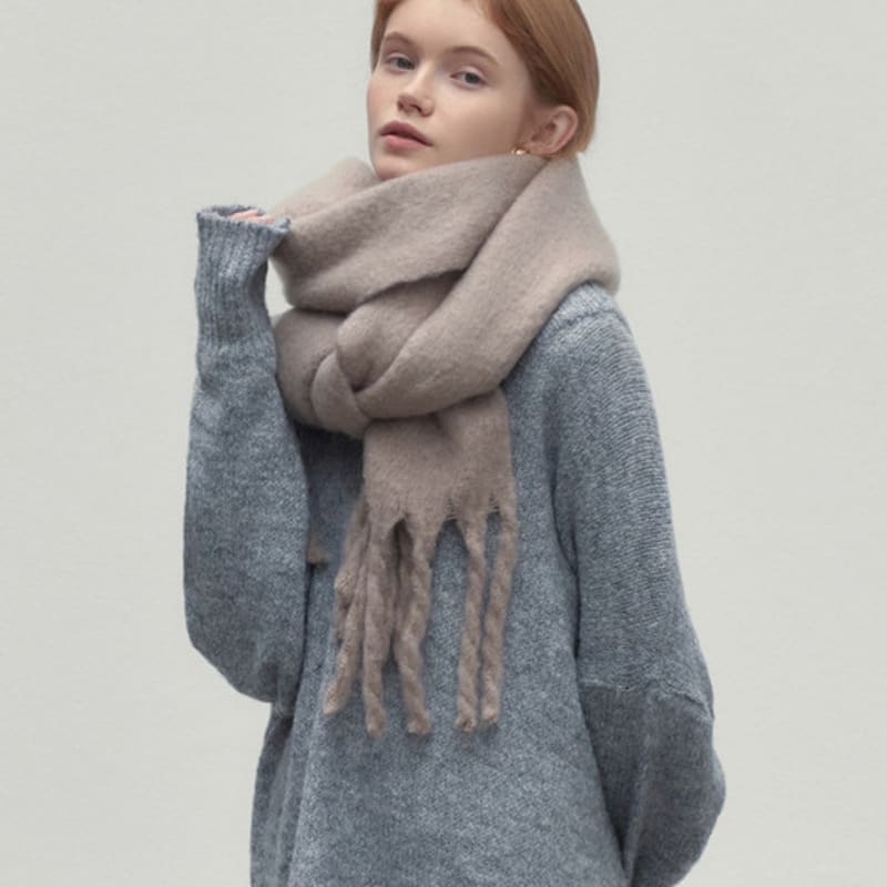 LOEIL FIRST LABEL BOLD MUFFLER_BEIGE