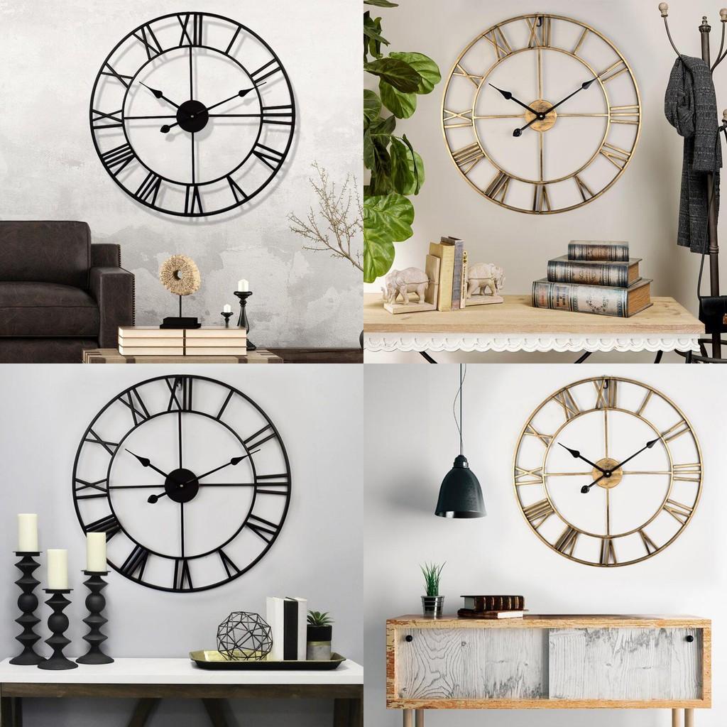 Retro Wall Iron Clock Decorative Hand Home Outdoor Commercial Spaces Up Dress