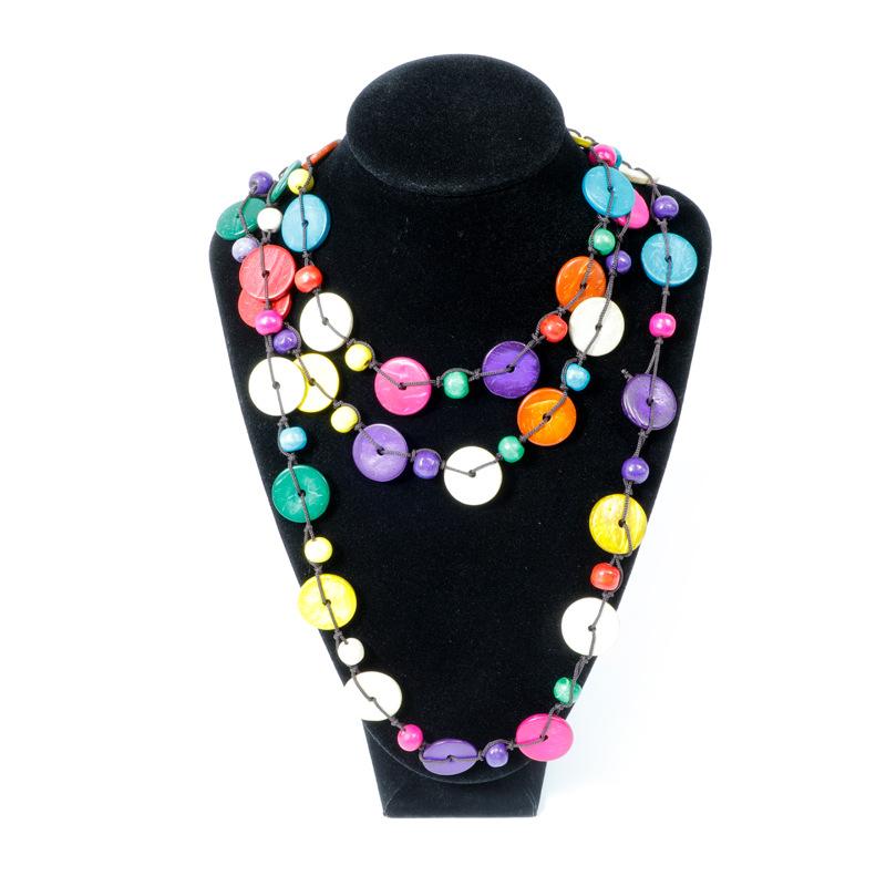 JMXD Boho Ethnic Vintage Long Necklace Handmade Fish Pendant Geometric Tassel Wooden Sweater Chain Unisex Gift Trendy Jewelry