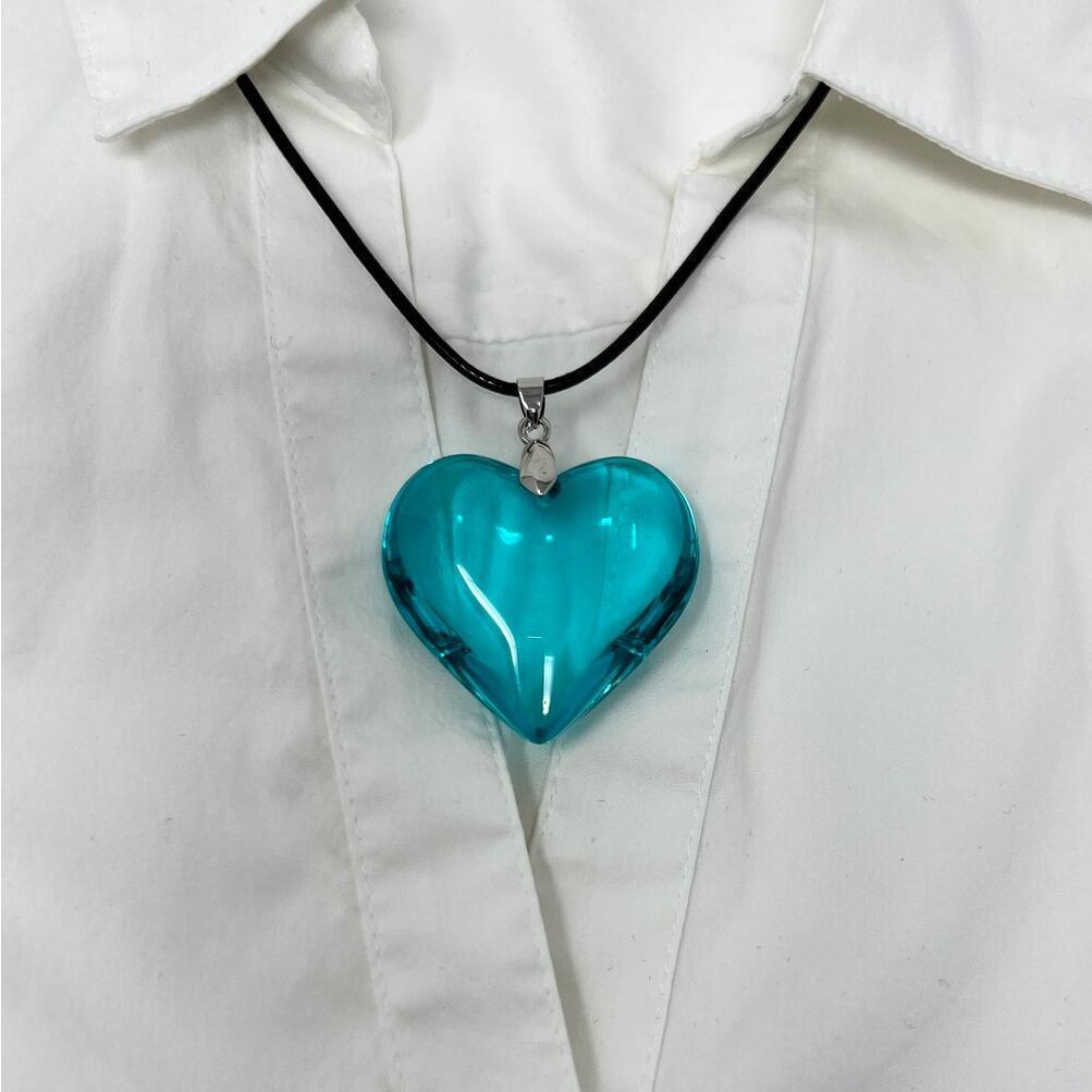 Heartshaped Alloy Pendant Necklace With Leather Chain For Romantic Gift