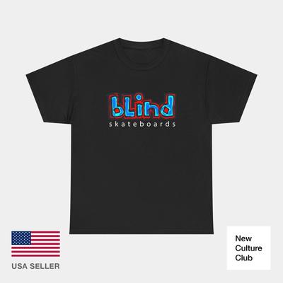 Blind Skateboards Vintage Logo V3 Creager Blue Retro Classic Skate TShirt Print