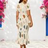 Women Plus Size V Neck Short Sleeve Geometric Printed Fitted Fishtail Dress