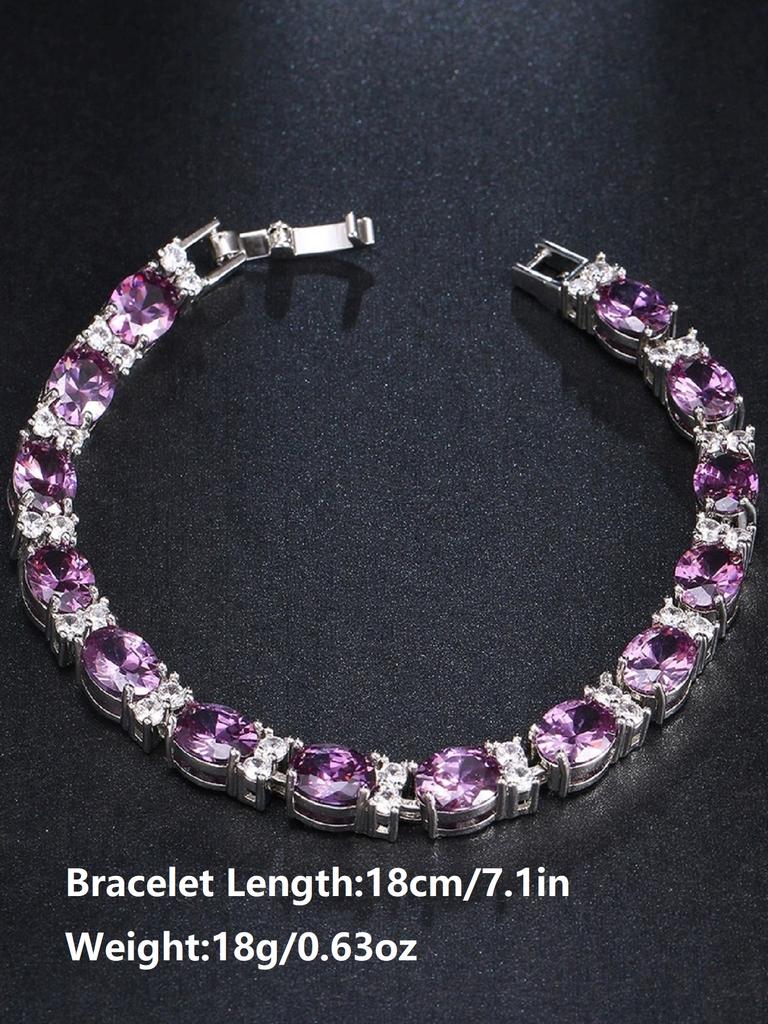 SUGO Elegant Synthetic Purple Zirconia Bracelet , Shiny Fashion Accessory, Perfect Match for Rugby Events, Ladies' Jewelry