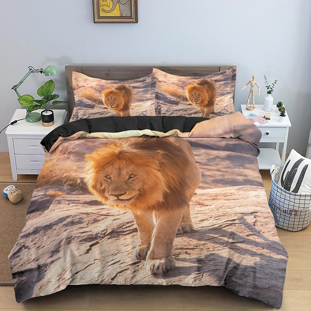 3D Lion Print King Bedding Set Custom Animal Adult Kids Queen Duvet Covers Comforter/Quilt/Blanket Cover Sets With Pillowcase
