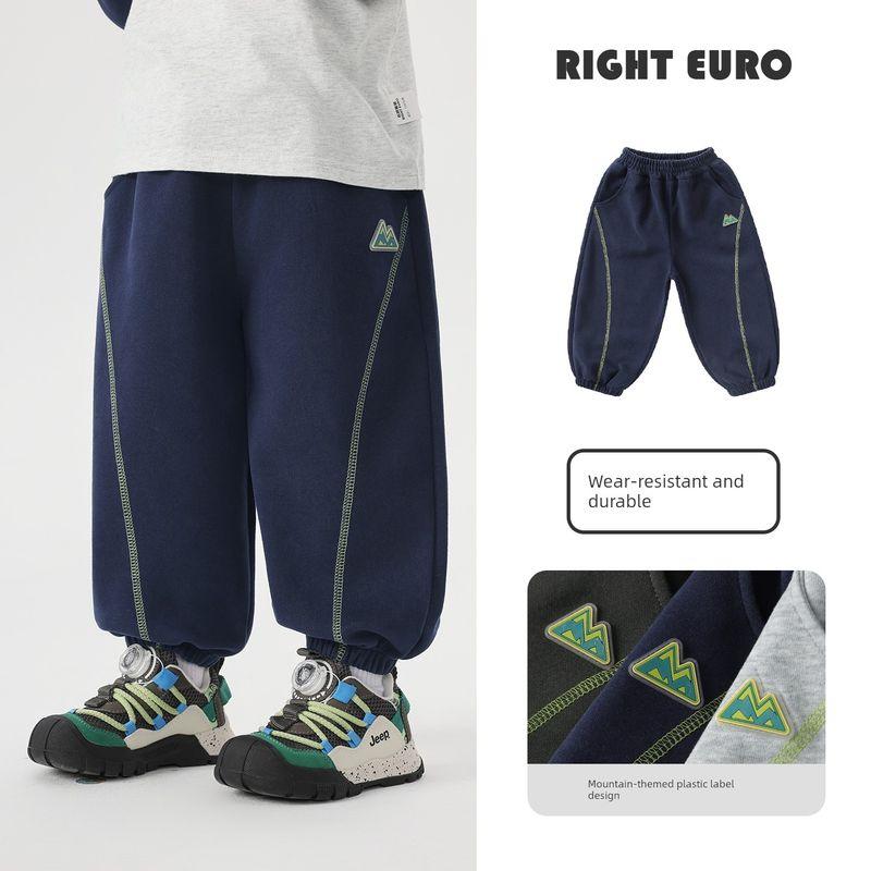 Right European Style Boys  Pants Children s Casual Sweatpants 2026 New Children s Clothing Baby Sports Long Pants Spring and Autumn Long Pants Navy blue 90