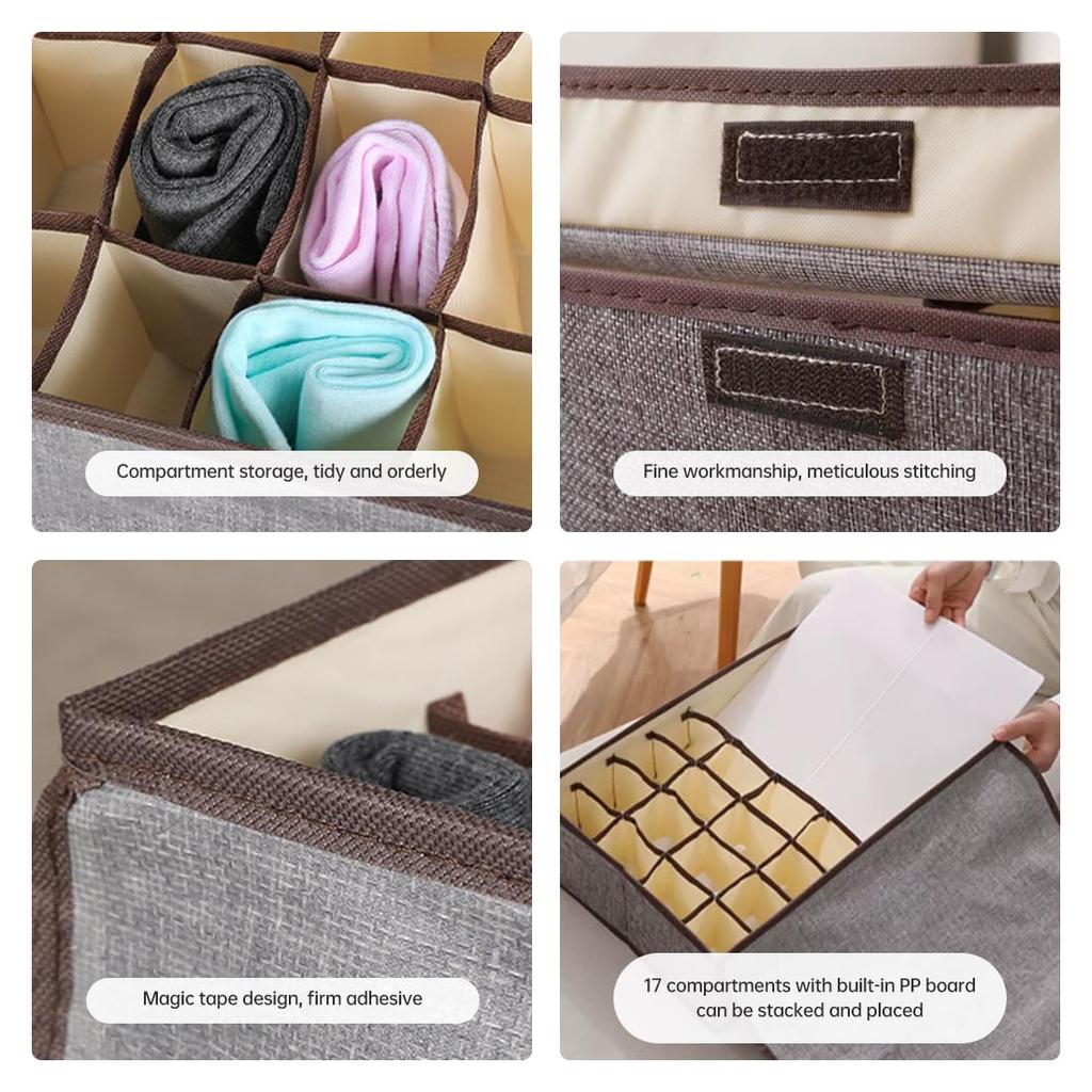 Underwear & Bras Drawer Organizers 13/17 Cell Foldable Cabinet Closet Storage with Lid Foldable Boxes Panty Scarf Ties