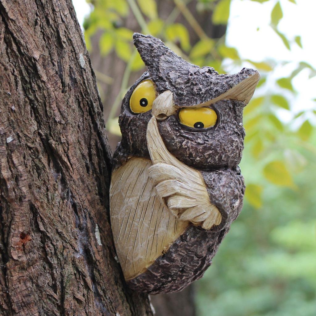 Owl Garden Tree Hanging Outdoor Garden Tree Decorations Animal Statues Hiding Art Ornaments