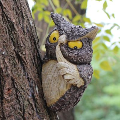 Owl Garden Tree Hanging Outdoor Garden Tree Decorations Animal Statues Hiding Art Ornaments