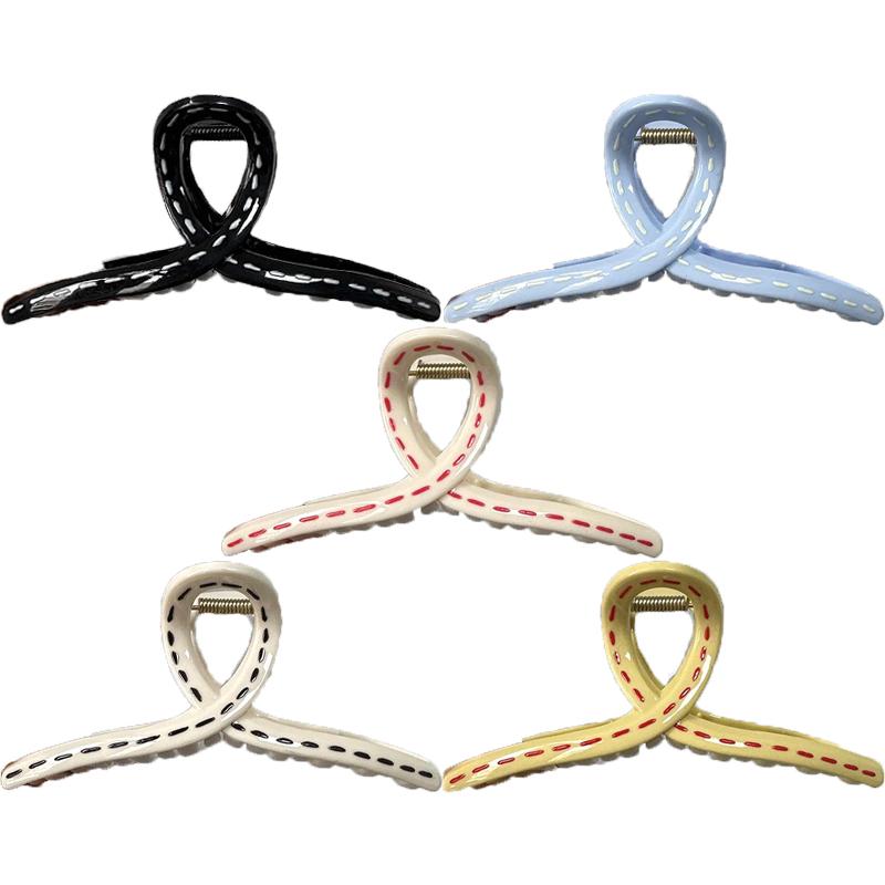 13cm Korean Hand-drawn Line Hair Clip Women's Summer New Fashion Simple Shark Clip Hair Accessories