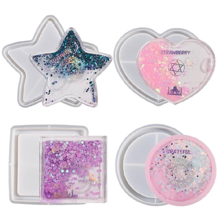 Heart Round-Star Silicone Resin Mold Coaster Shaker Epoxy Molds Quicksand
