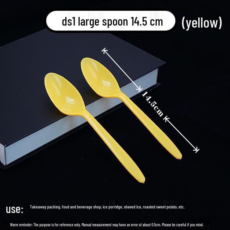 Leide Zhu Big Yellow Disposable Plastic Spoon for Ice Cream, Dessert, Soup, and Rice Bowl