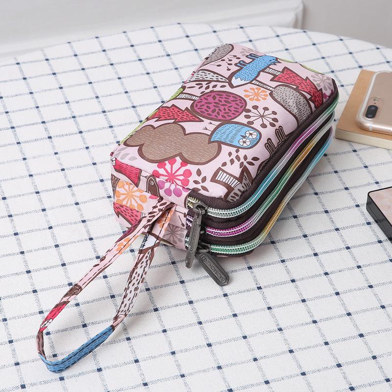 Women's Canvas Art Clutch: Three-Layer Long Wallet, Large Capacity Handbag, Key & Coin Purse, Casual Phone Bag