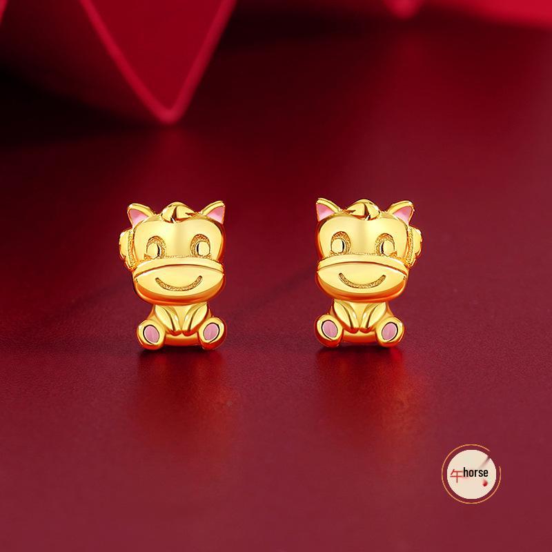 Teqia Zodiac Horse Earrings for Women - S925 Sterling Silver Chinese National Trend