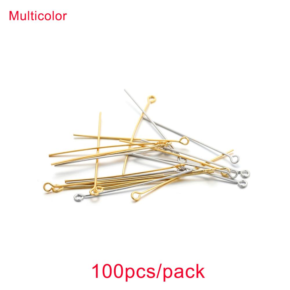 100pcs 20 30 40mm Copper 14K 18K Gold Plating Heads Eye Flat Head Pin For DIY Jewelry Making Findings Accessories