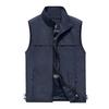 Men Stand Collar Outdoor Vest Solid Color Multi-Pocket Sleeveless Jacket