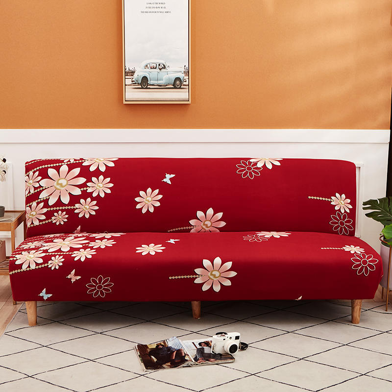 Universal Thickened Elastic Printed Brushed Sofa Bed Cover Without Armrests All-inclusive Fabric Sofa Cover