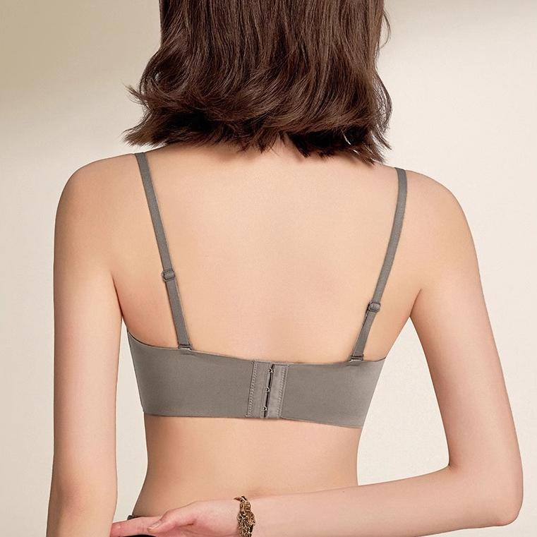 Sexy Leopard Print Strapless Women's Gathering Non Slip Bra with Seamless Lifting and No Steel Ring Bra Front Button Bra