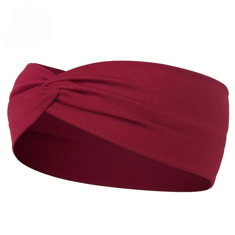 Simple Solid Color Cross Knotted Elastic Wide Headband Women Unisex Sports Yoga Hair Bands Headscarf Headwear