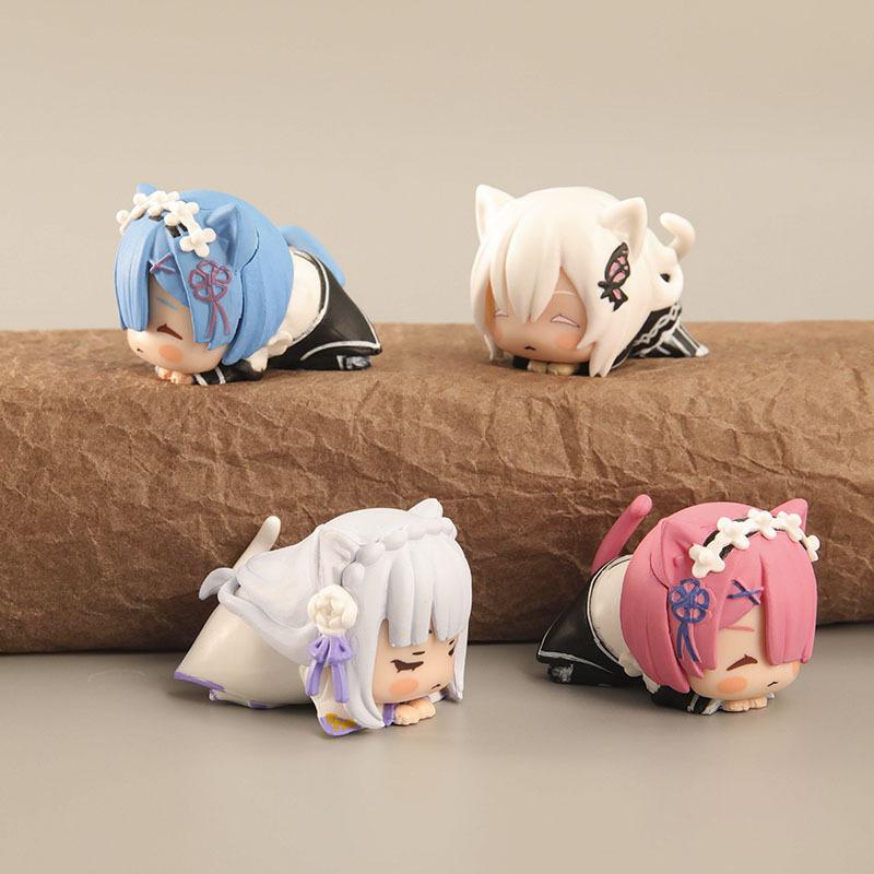 Cute Rem Figure Anime Re Zero Kawaii Ram Statues Emilia Echidna Figurines Sculpure Decor Living Room Decoration Desk Accessories