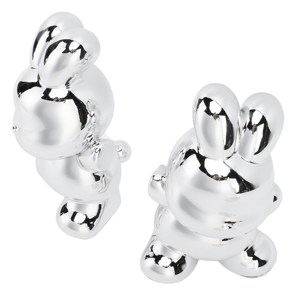 Book Ends Stable Rabbit Shaped Resin Ornament Decorative Bookends for Bedroom Study Shelves Silver