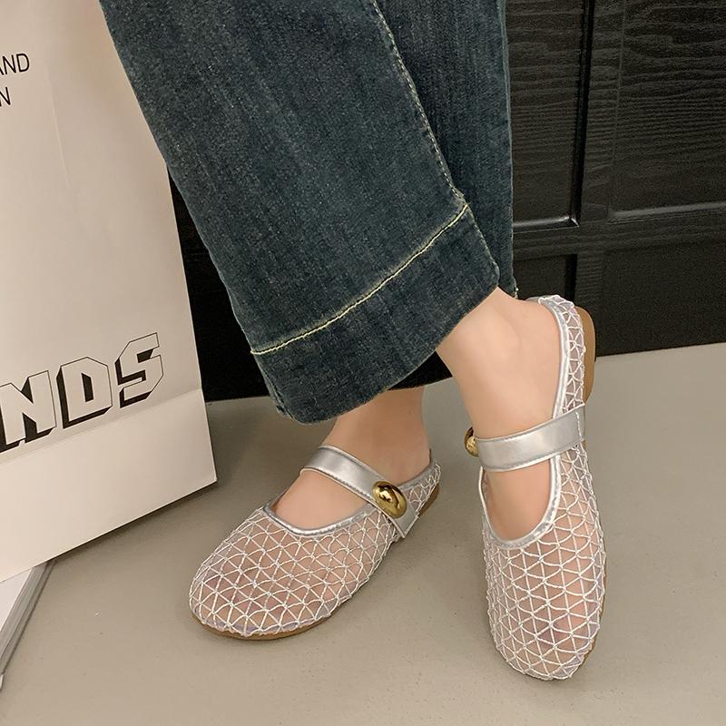 Fashion Shoes Ladies' Slippers Lace Slipers Women Cover Toe 2025 Flat Rubber Slides Shoes Cover Toe Lace Slippers Flat Slides Slipers Wo