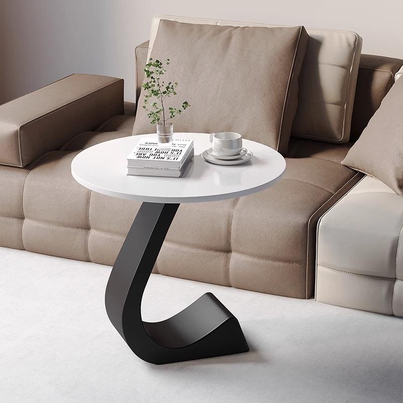 Luxury Home Living Room Sofa Small Side Table Rock Slab High-end Sense Bedside Round Table Metal Table