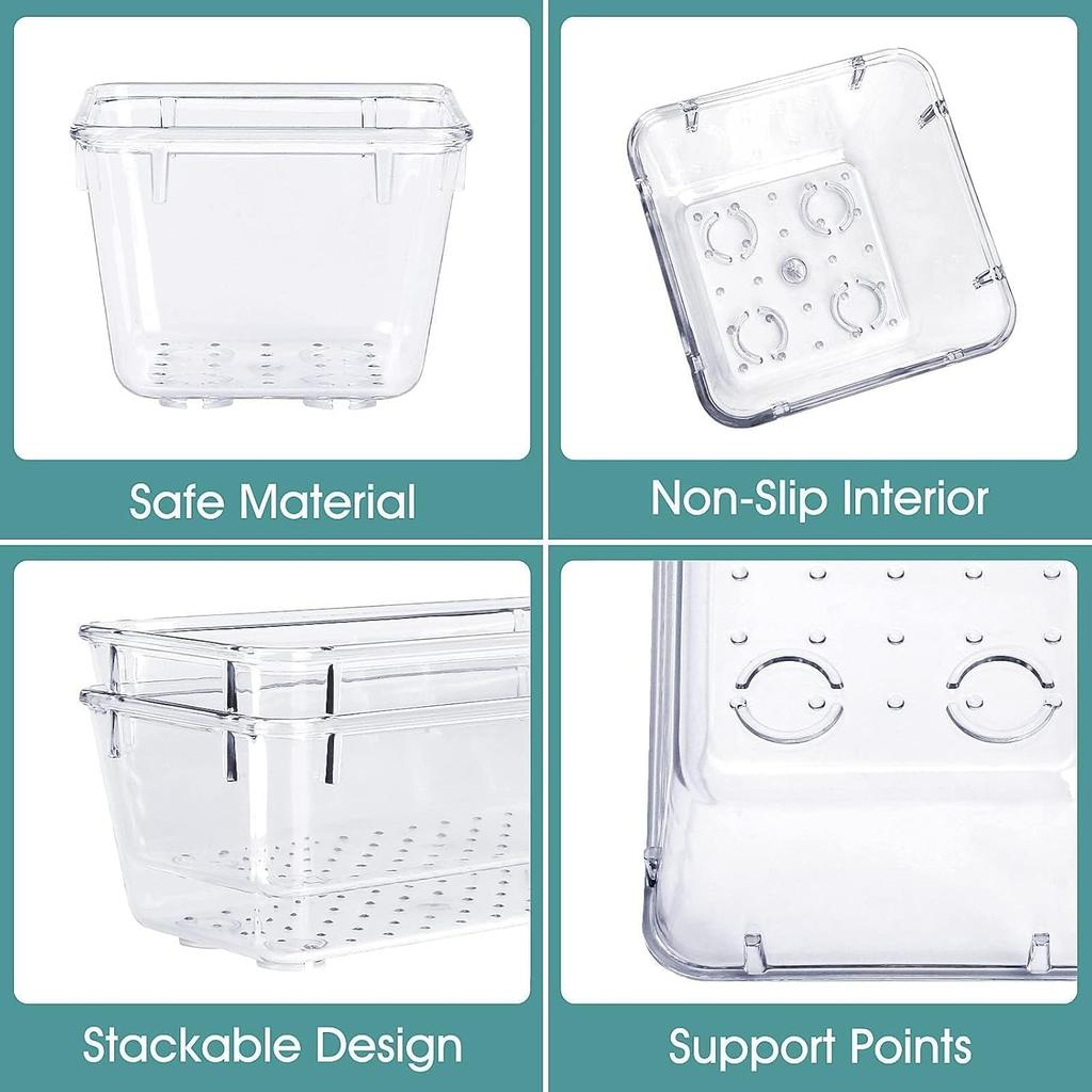 25 PCS Clear Plastic Drawer Organizer Set, 4 Sizes Desk Drawer Storage Bins for Makeup, Jewelry, Gadgets for Kitchen, Bedroom, Bathroom, Office