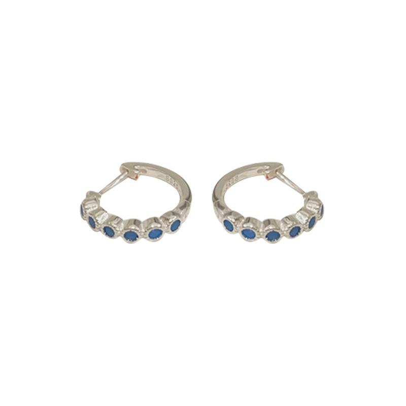 

Versatile Temperament Silver Earrings Women s Niche Design Blue Small Circle Earrings