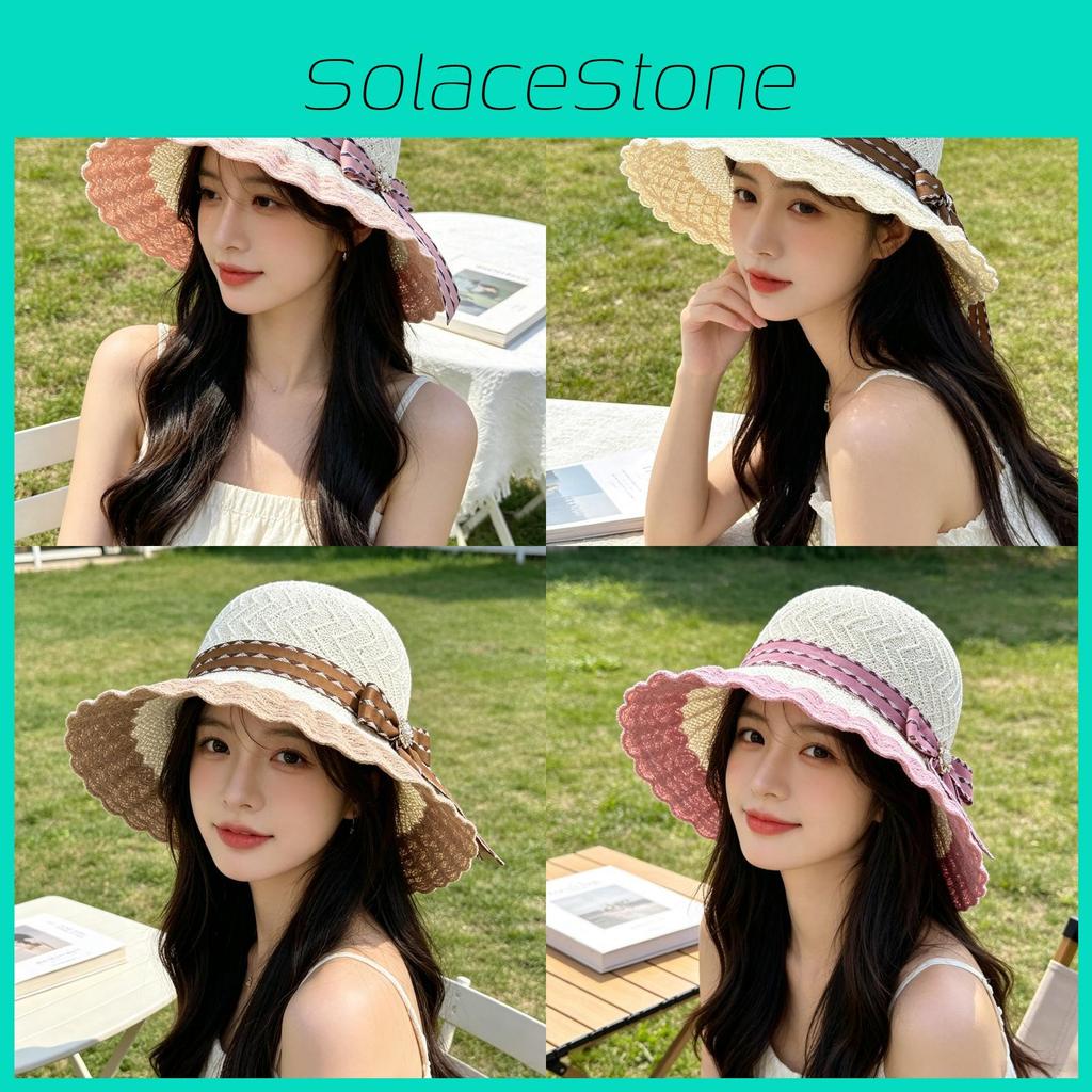Womens Summer Floppy Hat With Straw Material And Butterfly Knot For Beach Outings