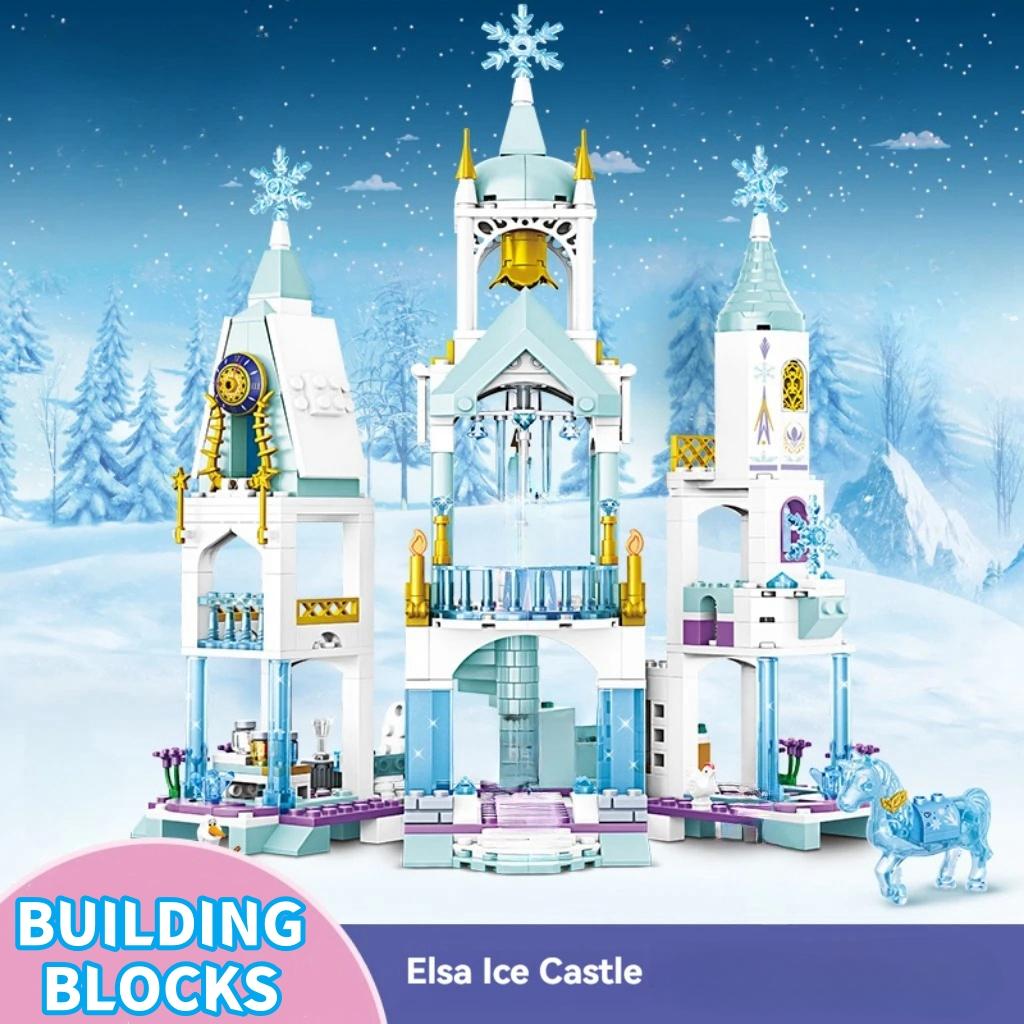 Creative Luxury Ice Castles Playground House Movies Winter Snow Horse Figures Building Blocks Set Toy For Girls Diy Gift