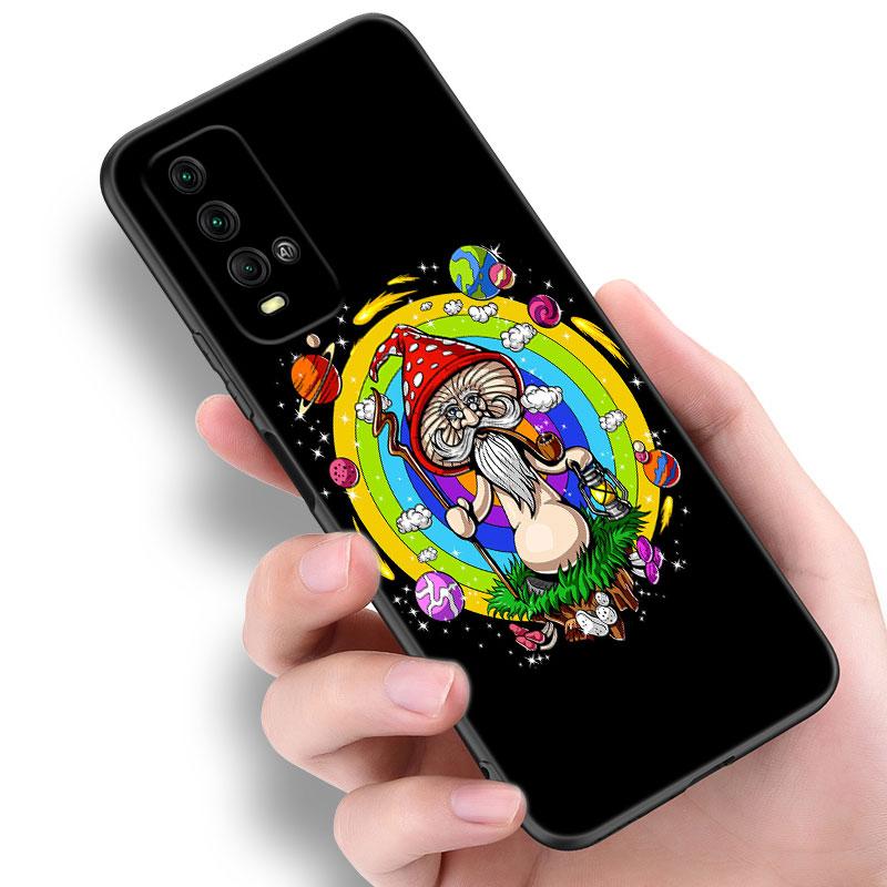 Hippie Mushroom Buddha Phone Case For Xiaomi Redmi Note 5 6 9T K20 K40 K50 Pro 7A 8A 9A 9C 9i 10A 10C A1 S2 Soft TPU Black Cover