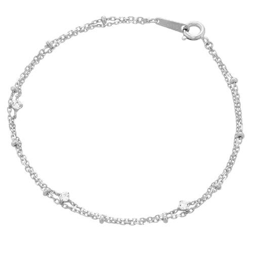 Canal 4℃ Silver Cubic Zirconia 2-Strand Bracelet - Elegant Jewelry Gift