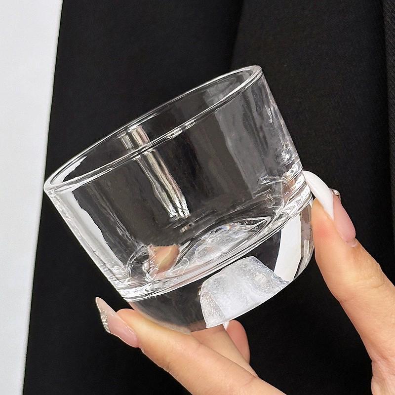 High-Value Thick-Bottom Transparent Gongfu Tea Cup Set with Hammered Edge - Heat-Resistant Glass for Home Use