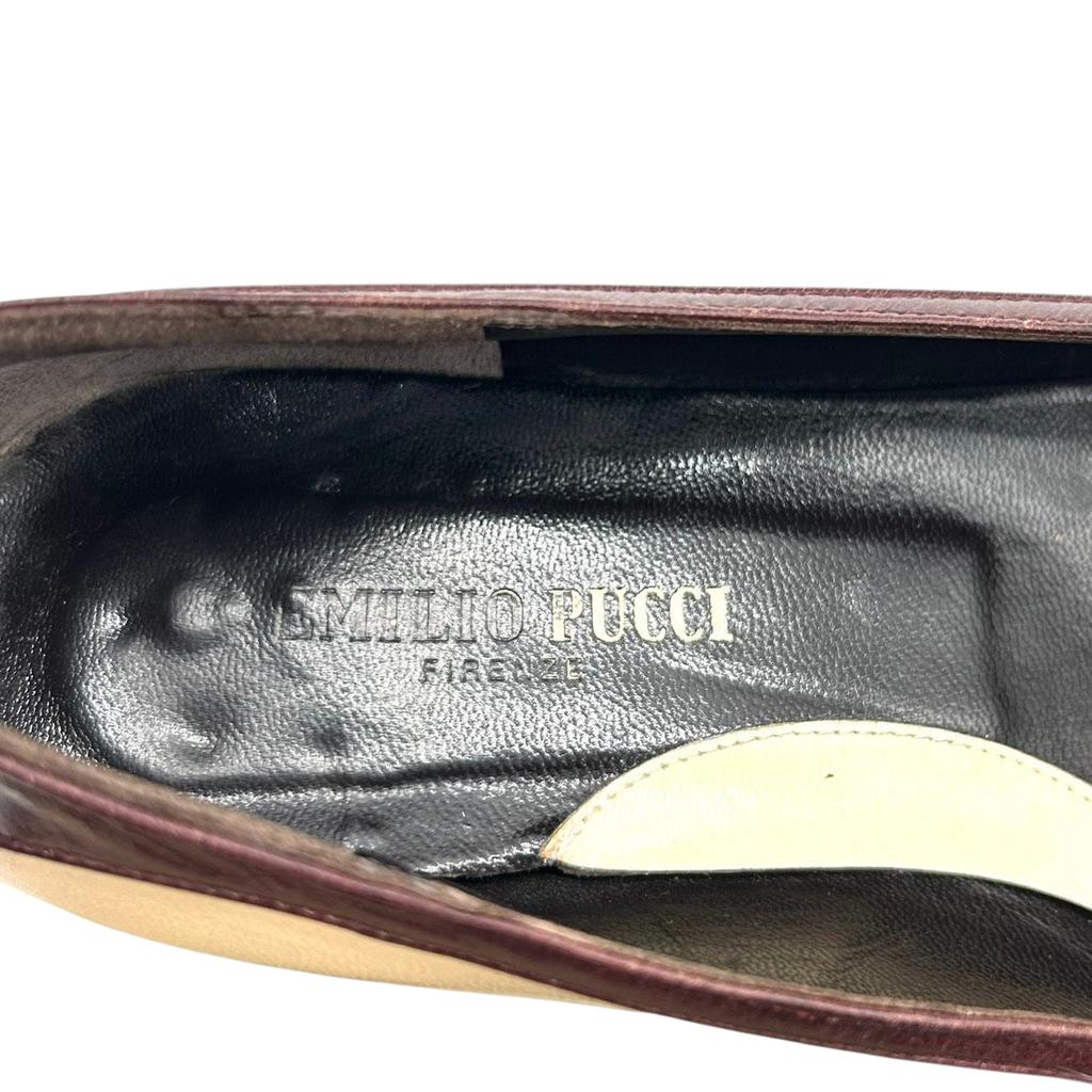 Used Emilio Pucci Pumps / Ballet Flatspumps beige/Bordeaux leather Women