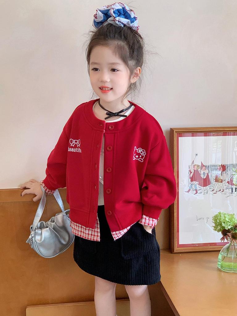 Stylový dívčí kardigan: Jaro/Podzim 2025 Nová Módní Svrchní Oblečení pro Holčátka