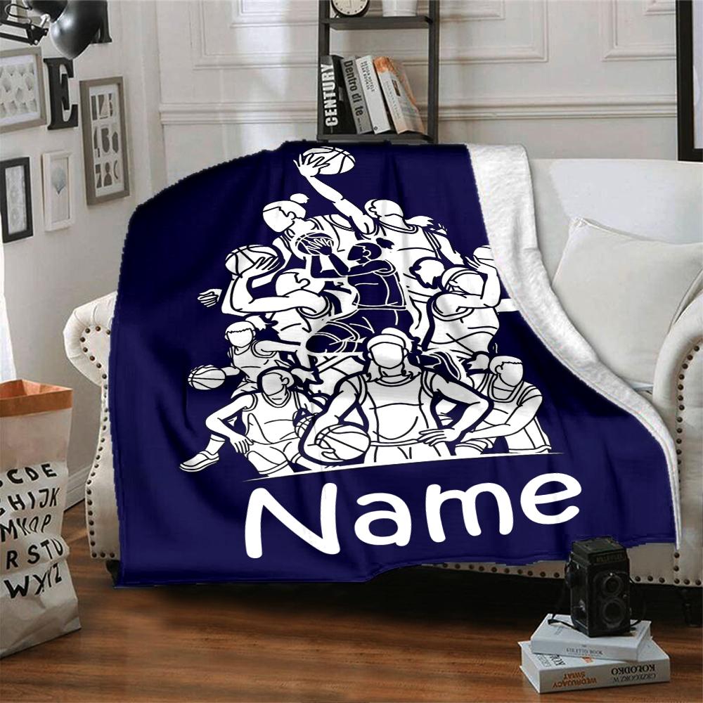 Custom Name Basketball Theme Printed Blanket - Perfect for Couch, Bed, Travel & Outdoor Use | Machine Washable, Cozy & Durable.