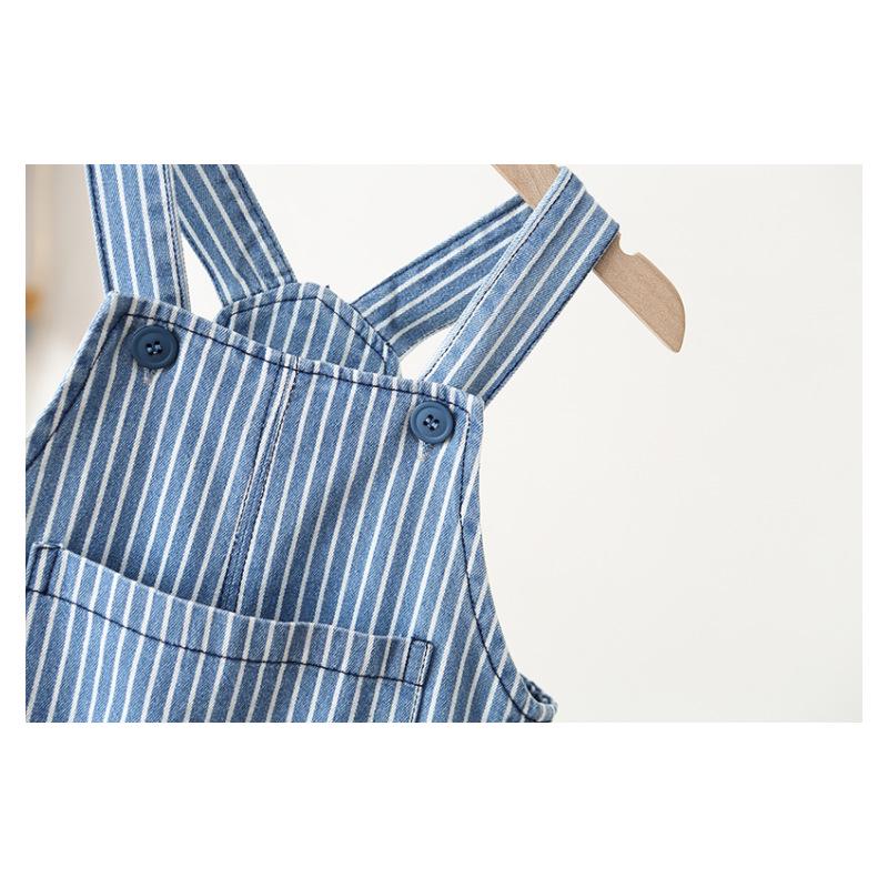 Gestreifte Jeans-Overalls im koreanischen Stil für Babys (Modelljahr 2026) (0-3 Jahre)