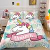 3D-Cartoon-Einhorn-Serie, Bettwäsche-Set, Cartoon-Tier-Bettbezug und Kissenbezug, 2/3-teiliges Bettwäsche-Set für Kinder- und Mädchenzimmer