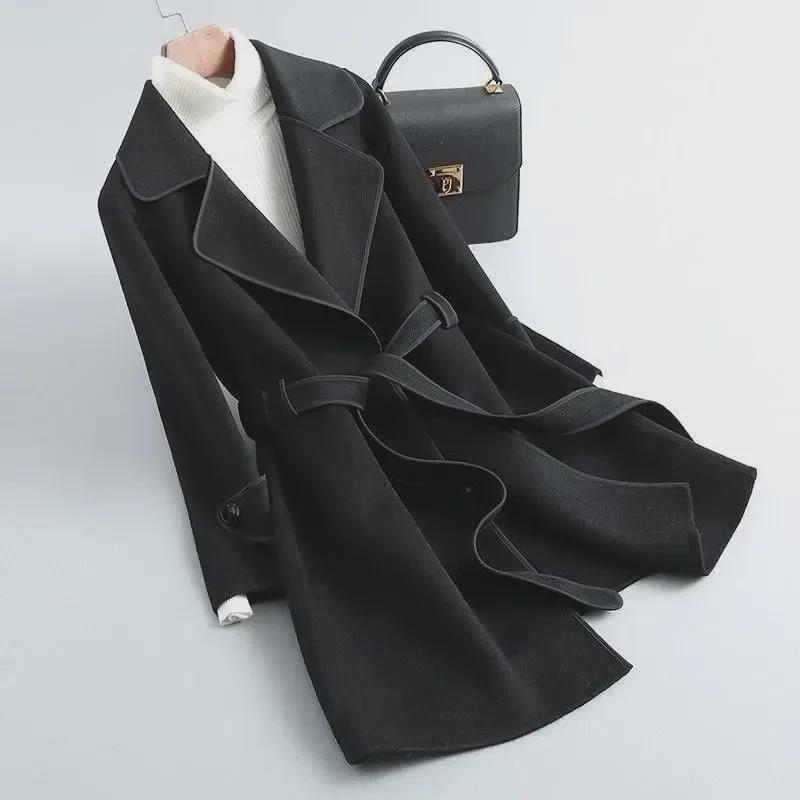 2024 Χειμώνας Γυναικείο Υψηλής Ποιότητας Κορεατικό Παλτό από Διπλής Όψης Μαλλί - Μεσαίου προς Μακρύ Στυλ