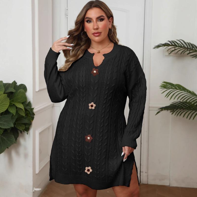 Women S Plus Size V Neck Knit Sweater Dress