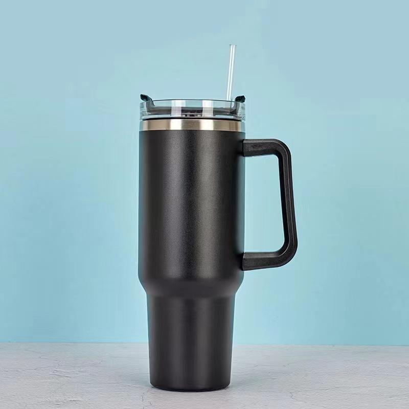 40oz Stainless Steel Car Cup Large Capacity with Straw Handle Double-Wall Vacuum Portable Insulated Cup