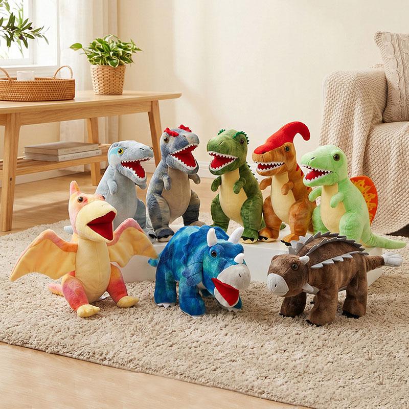 1Pc 25Cm Lovely Dinosaur Plush Toys Parasaurolophus Velociraptor Pterosaur Tyrannosaurus Rex Plushie Doll Cartoon Dino Toys