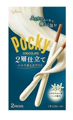 Ezaki Glico Large 2 Packs Pocky, Double-Layered, Vanilla-Scented White, Capacity, Chocolate,