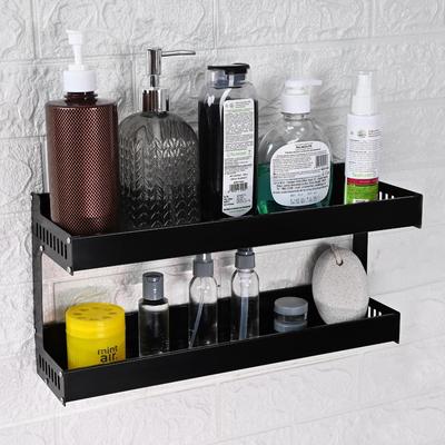 40 CM Multipurpose Aluminum Bathroom Shelf with Movable Hooks & Towel Bar | Wall Shelf Bathroom Rack Ideal for Metal Bathroom and Kitchen Shelves