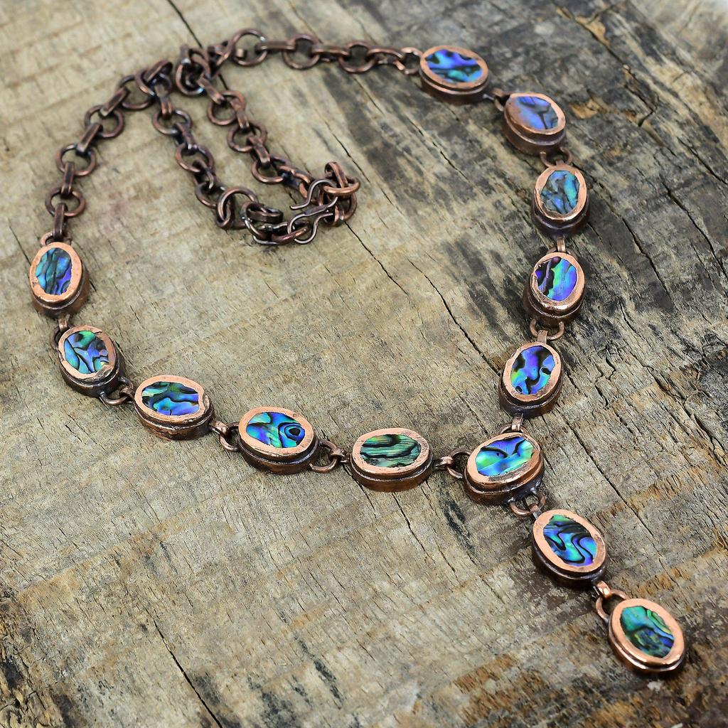 Abalone Muschel Halskette elektrogeformte Kupfer Halskette Edelsteinschmuck verstellbare Kettenhalskette handgefertigter Geburtssteinschmuck Verlobungsgeschenke