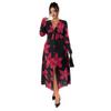 Floral Print Dress, A High-end Summer Dress with A Cinched Waist and Slimming Effect, A French V-neck Long Dress