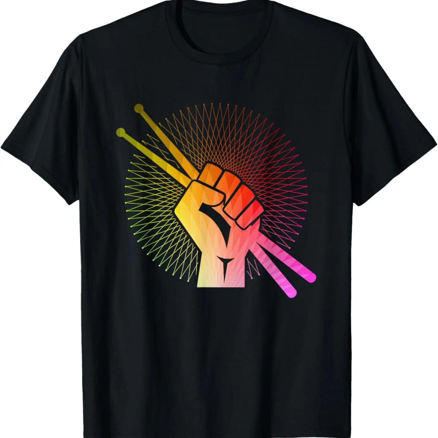 Drummer T-Shirt - Drum Sticks Retro Drumming Shirt Gift T-Shirt S