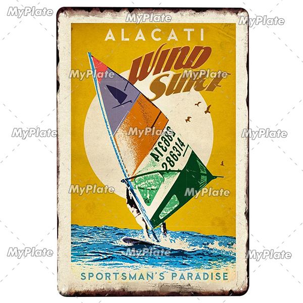 BEACH Metal Sign Vintage Plaque Surf Tin Sign Plate Wall Decor For Bar Pub Man Cave HawaiiKahunaSanta Barbara Poster Custom
