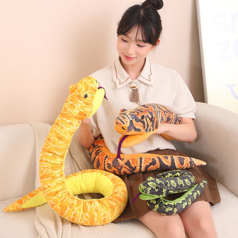 Creative simulation python hand puppet plush toy doll golden python doll boy trick funny rag doll