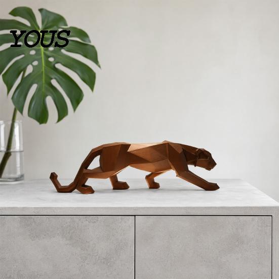 Geometric Cheetah Sculpture 3D Printed Figurine, Compact Faceted Sculpture, Stable Animal Figurine For Desk Minimalist Leopard Statue for Home Office